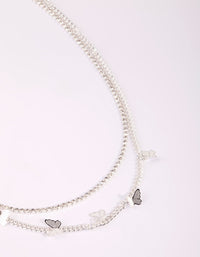Silver Butterfly Cup Chain Layered Necklace - link has visual effect only