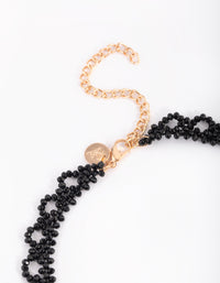 Matte Black Lace Tassel Collar Necklace - link has visual effect only
