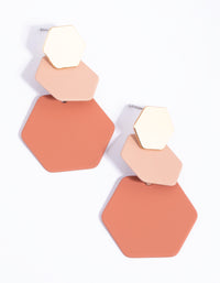 Matte Blush Hexagon Drop Earrings - link has visual effect only