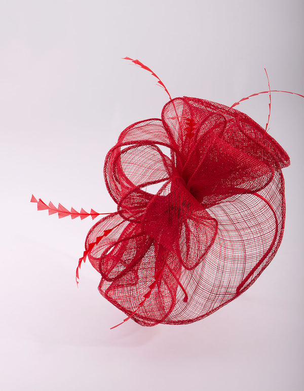 Triangular Red Feather Fascinator