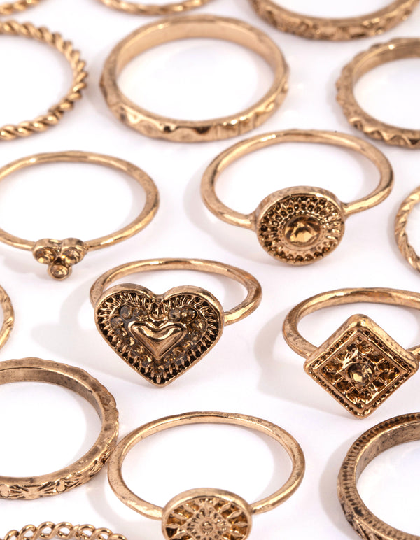 Antique Gold Etched Ring 24-Pack