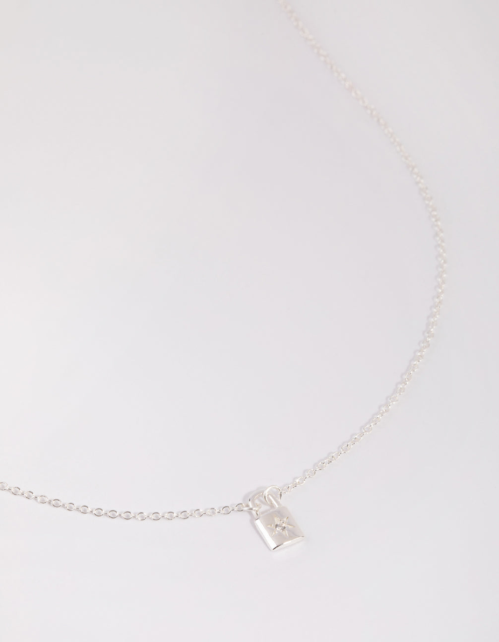 Sterling Silver Star Padlock Necklace