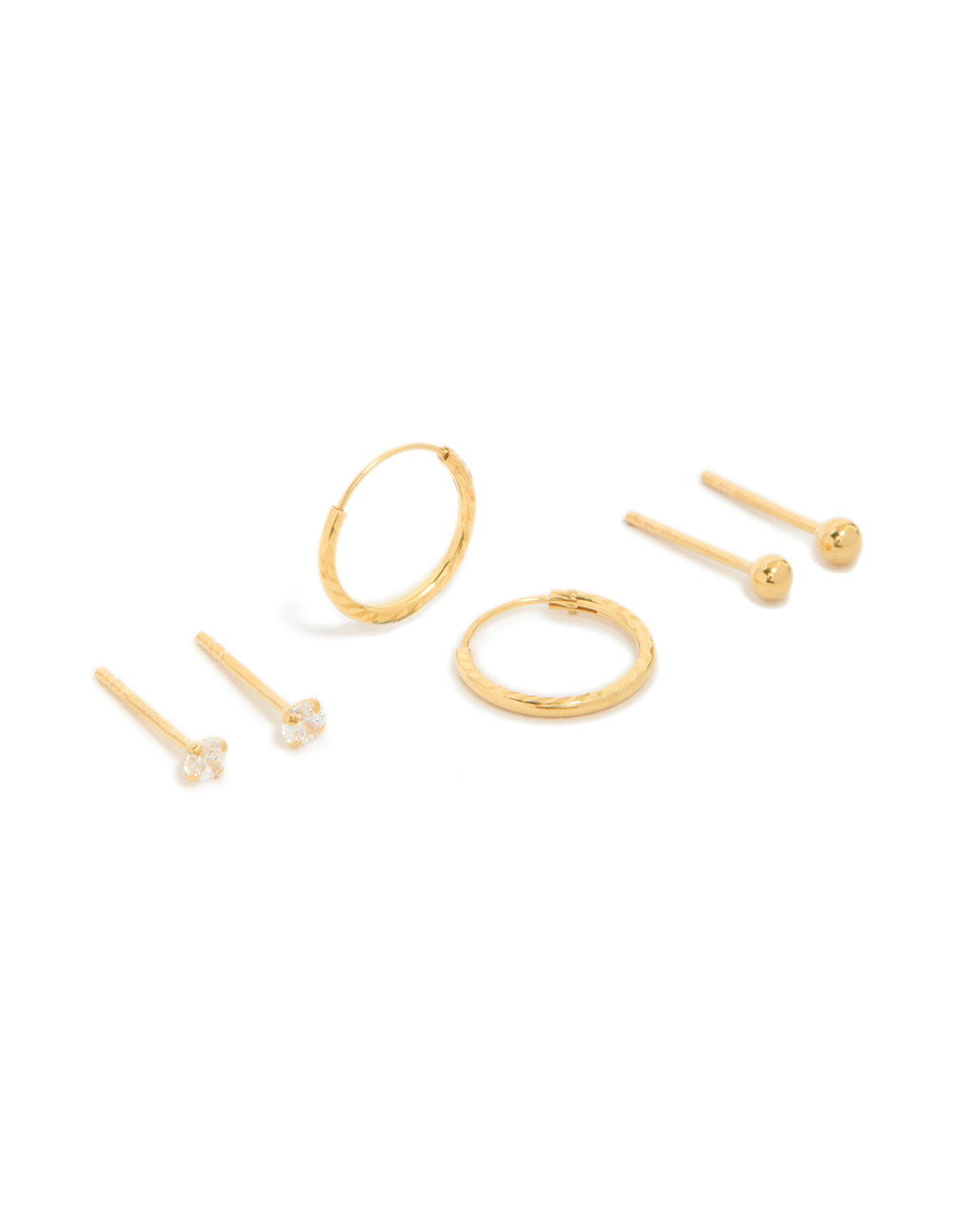 Gold Plated Sterling Silver Ball Stud & Hoop Earring Pack