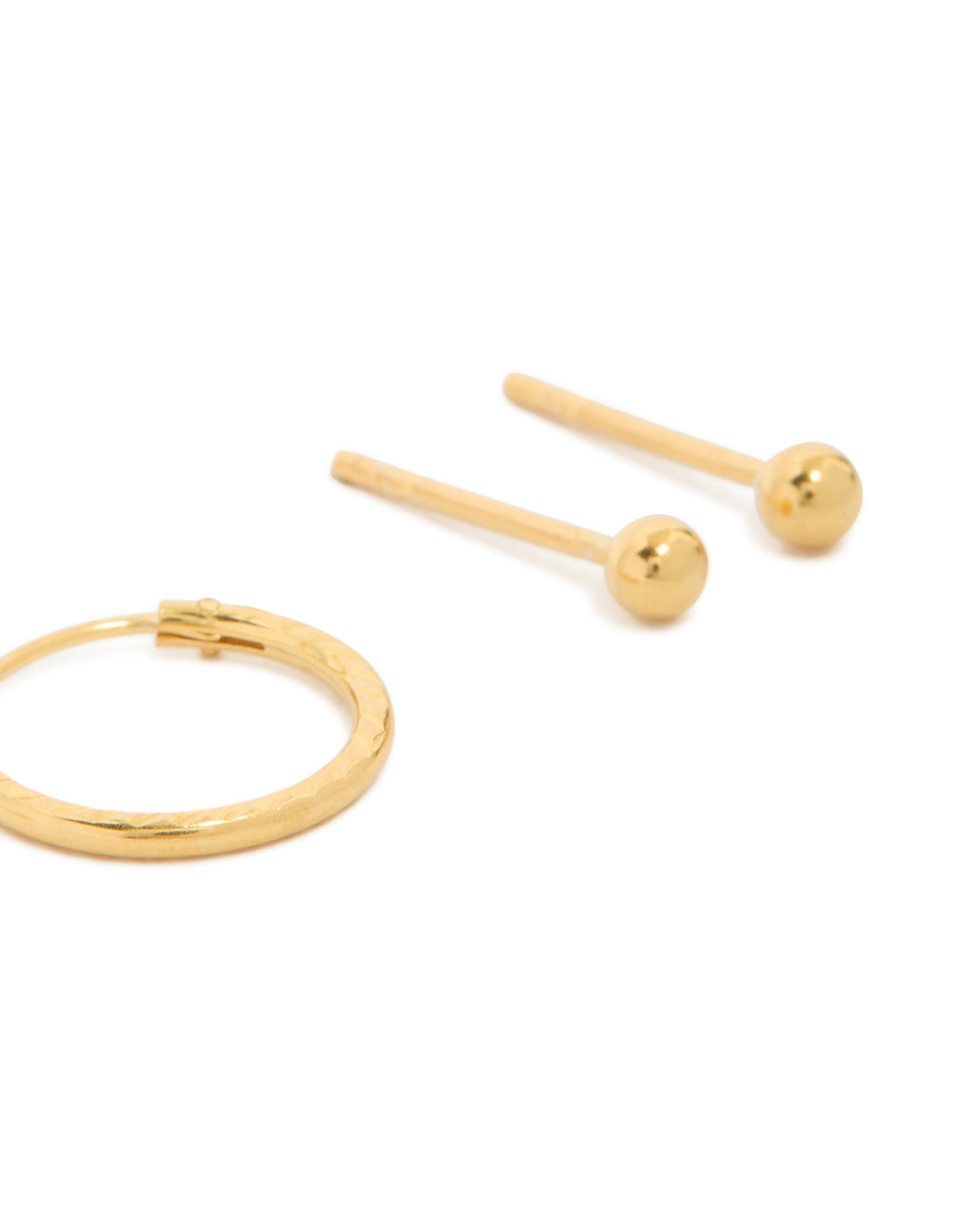 Gold Plated Sterling Silver Ball Stud & Hoop Earring Pack