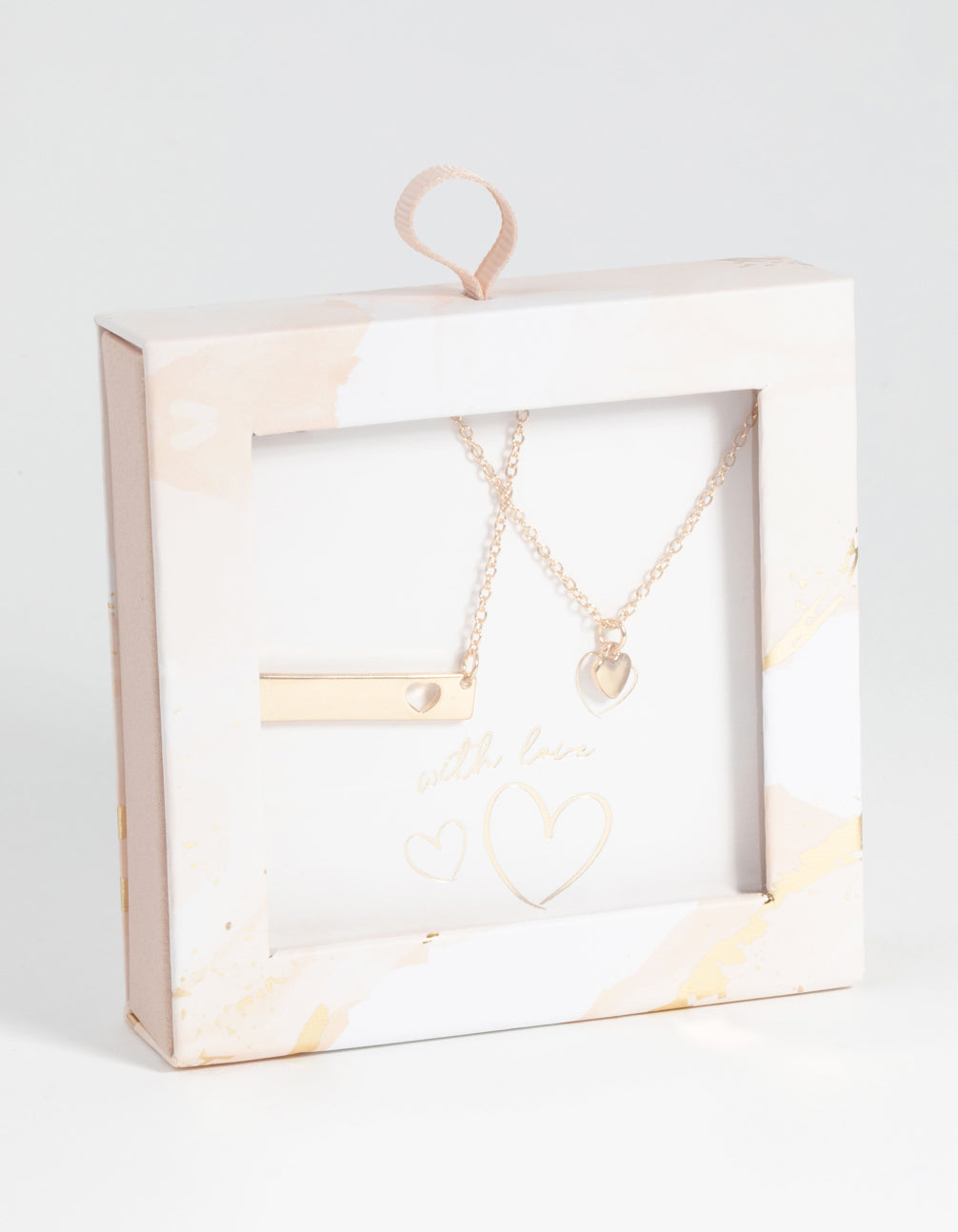 Gold Heart Necklace Set