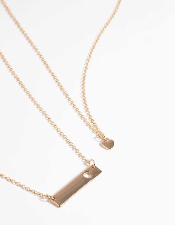 Gold Heart Necklace Set