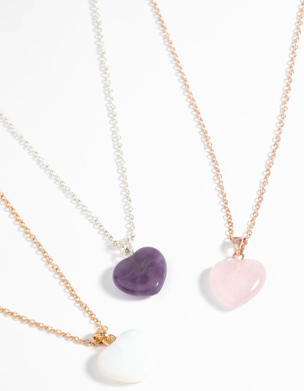 Mixed Metal Semi-Precious Heart Necklace Pack