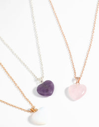 Mixed Metal Semi-Precious Heart Necklace Pack - link has visual effect only
