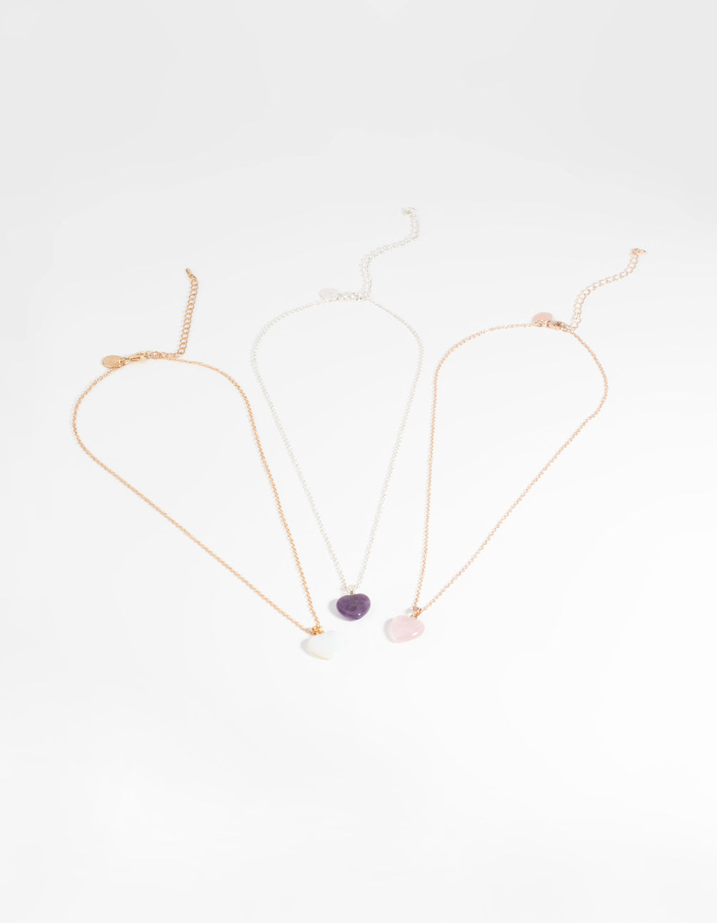 Mixed Metal Semi-Precious Heart Necklace Pack