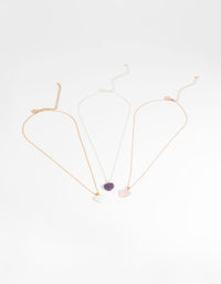 Mixed Metal Semi-Precious Heart Necklace Pack - link has visual effect only