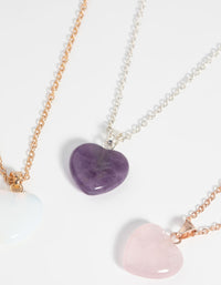 Mixed Metal Semi-Precious Heart Necklace Pack - link has visual effect only