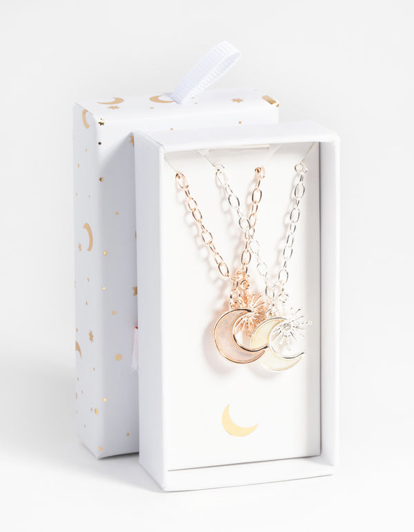 Mixed Metal Celestial Necklace Set
