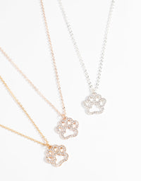 Mixed Metal Diamante Necklace Set - link has visual effect only