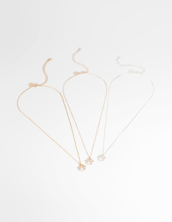 Mixed Metal Diamante Necklace Set