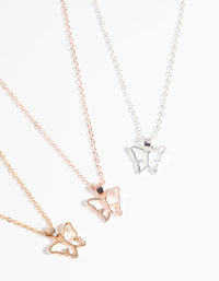 Mixed Metal Butterfly Necklace Pack - link has visual effect only