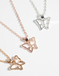 Mixed Metal Butterfly Necklace Pack - link has visual effect only