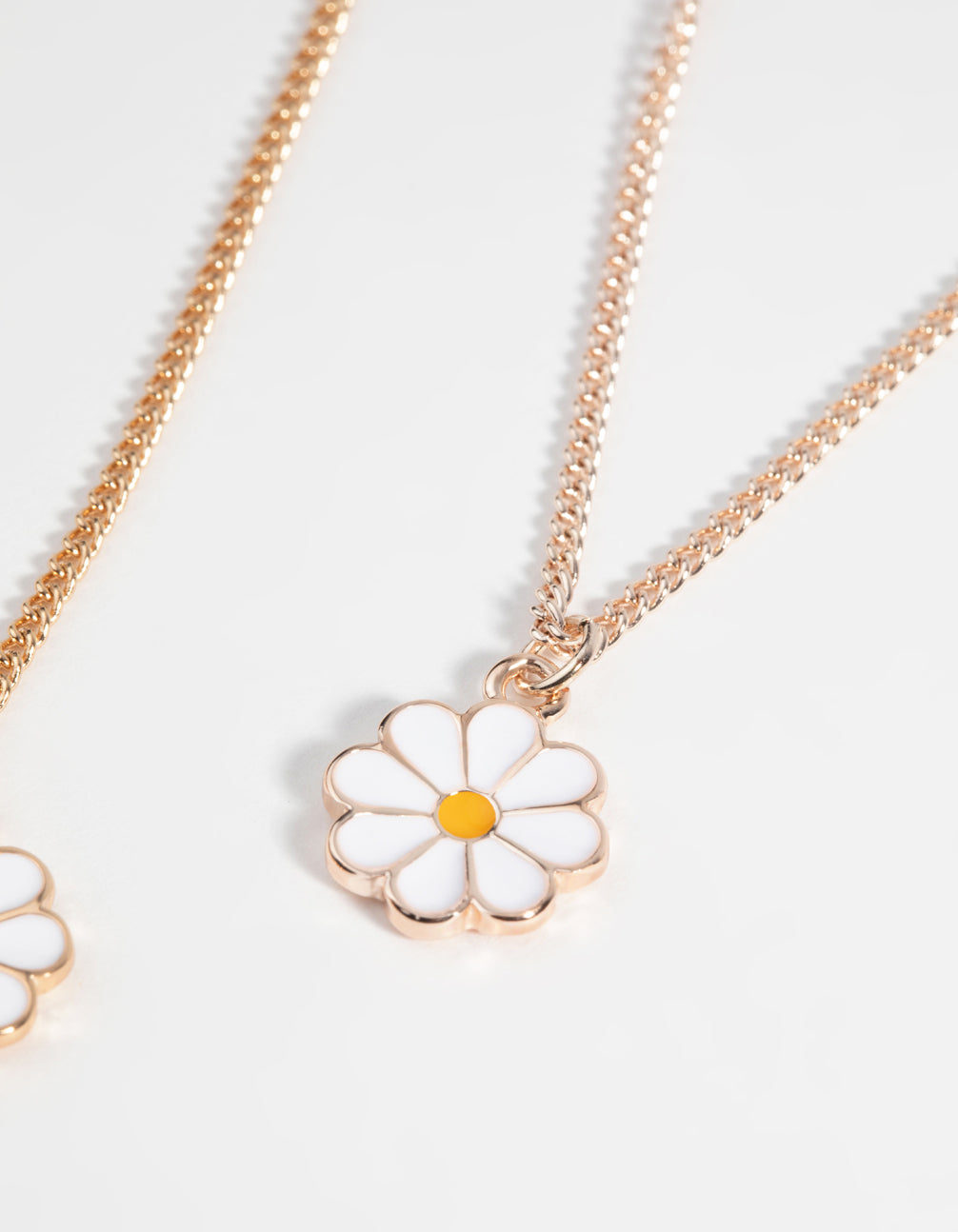 Mixed Metal White Flower Necklace Set