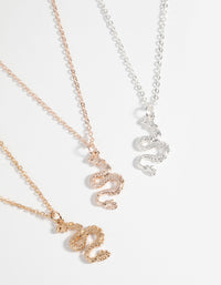 Mixed Metal Snake Necklace Set - link has visual effect only