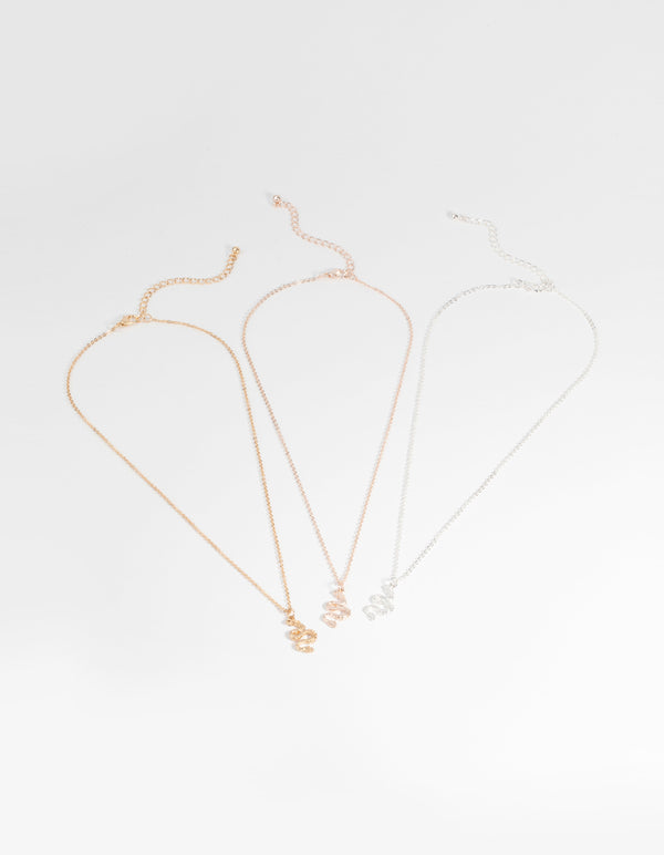 Mixed Metal Snake Necklace Set