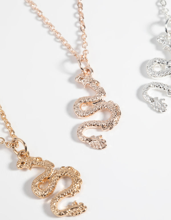 Mixed Metal Snake Necklace Set
