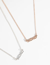 Mixed Metal XO Necklace Set - link has visual effect only