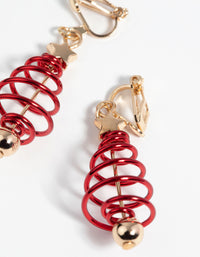 Festive Spiral Tree Clip-On Earrings - link has visual effect only