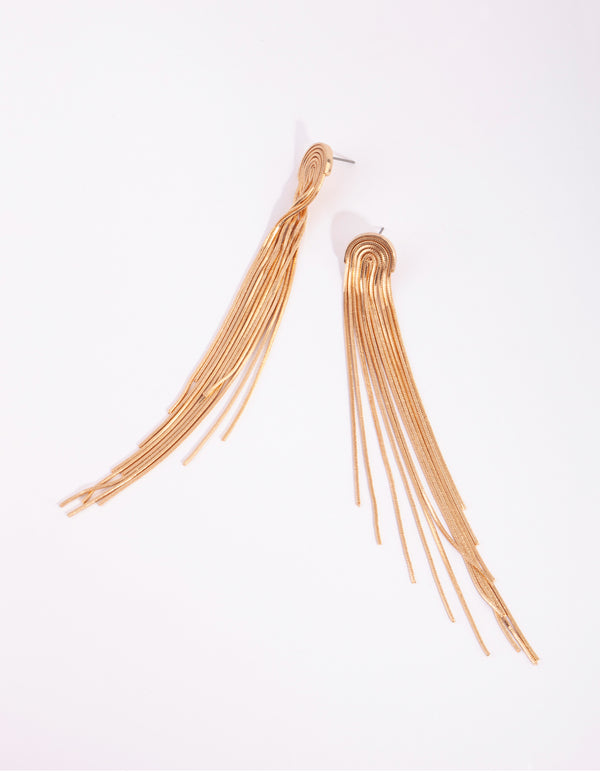 Gold Waterfall Cupchain Earrings