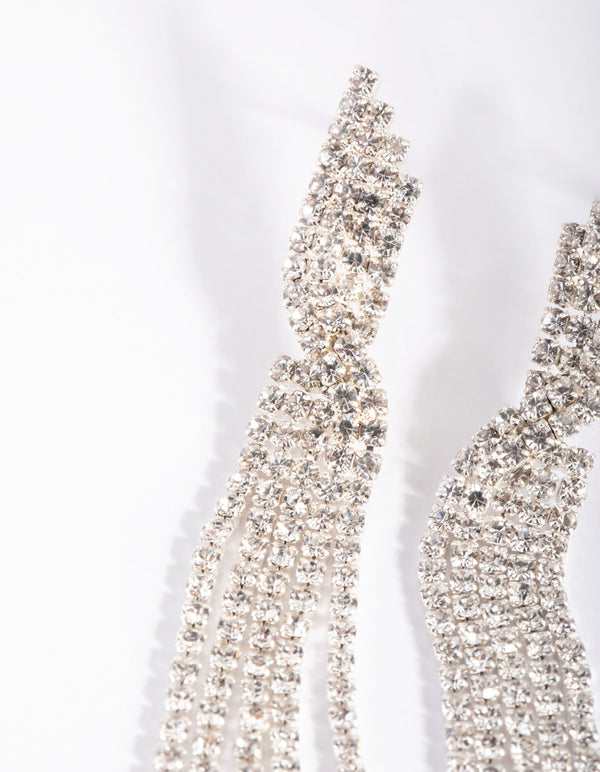 Silver Twisted Strand Drop Earrings