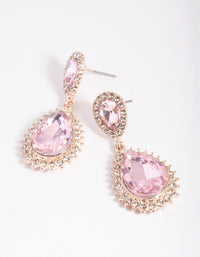 Rose Gold Teardrop Diamante Drop Earrings - link has visual effect only