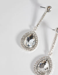 Silver Teardrop Diamante Drop Earrings - link has visual effect only
