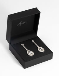 Silver Teardrop Diamante Drop Earrings - link has visual effect only