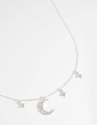 Silver Star & Moon Diamante Necklace - link has visual effect only