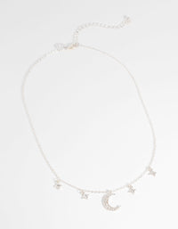 Silver Star & Moon Diamante Necklace - link has visual effect only