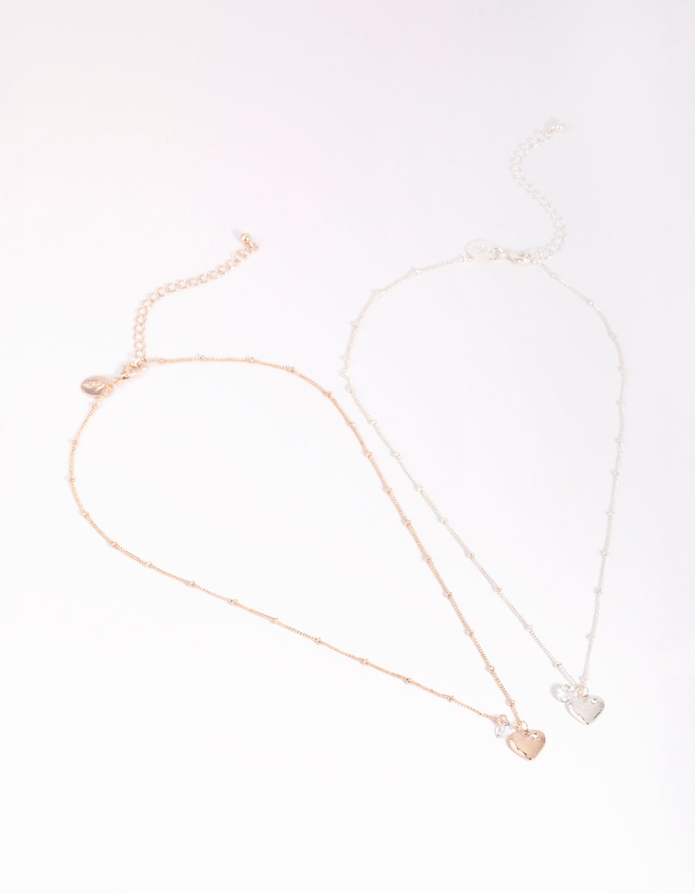 Mixed Metal Heart Diamante Necklace