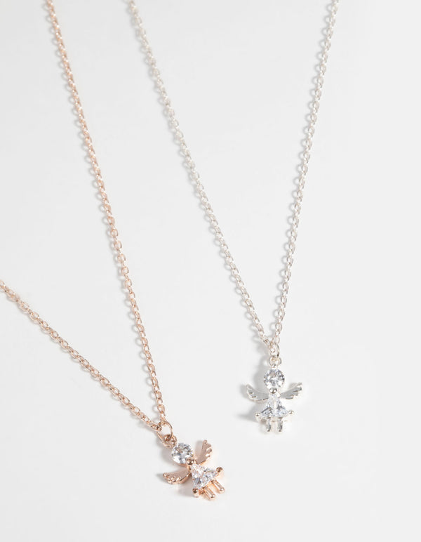 Mixed Metal Angelic Diamante Necklaces