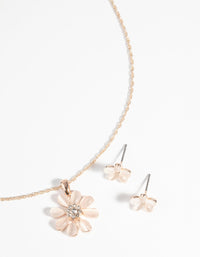 Rose Gold Daisy Necklace & Earring Set - link has visual effect only