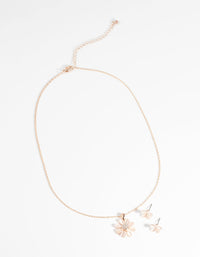 Rose Gold Daisy Necklace & Earring Set - link has visual effect only
