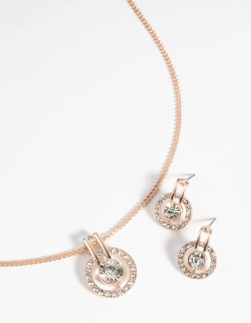 Rose Gold Diamante Necklace & Earring Set