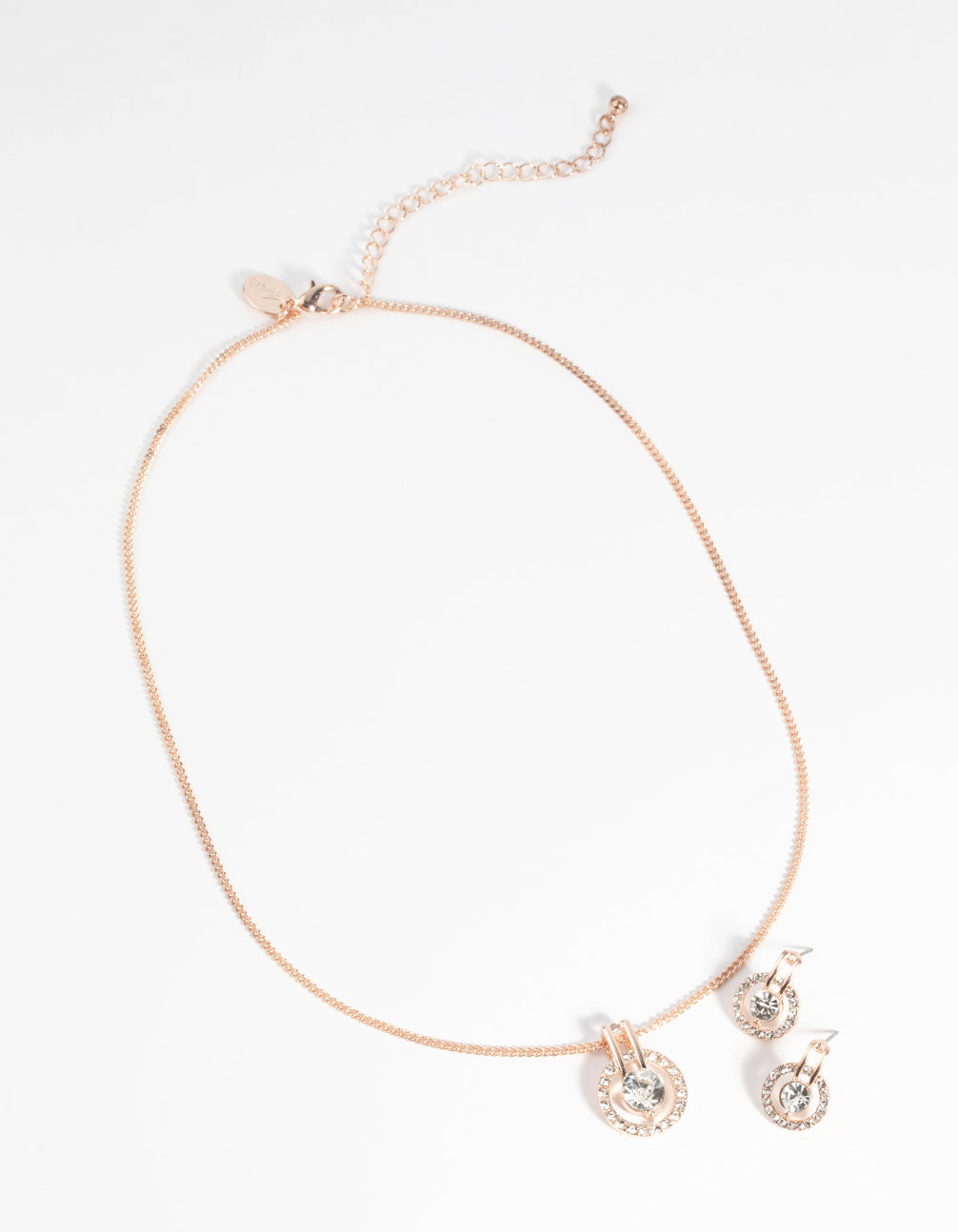 Rose Gold Diamante Necklace & Earring Set