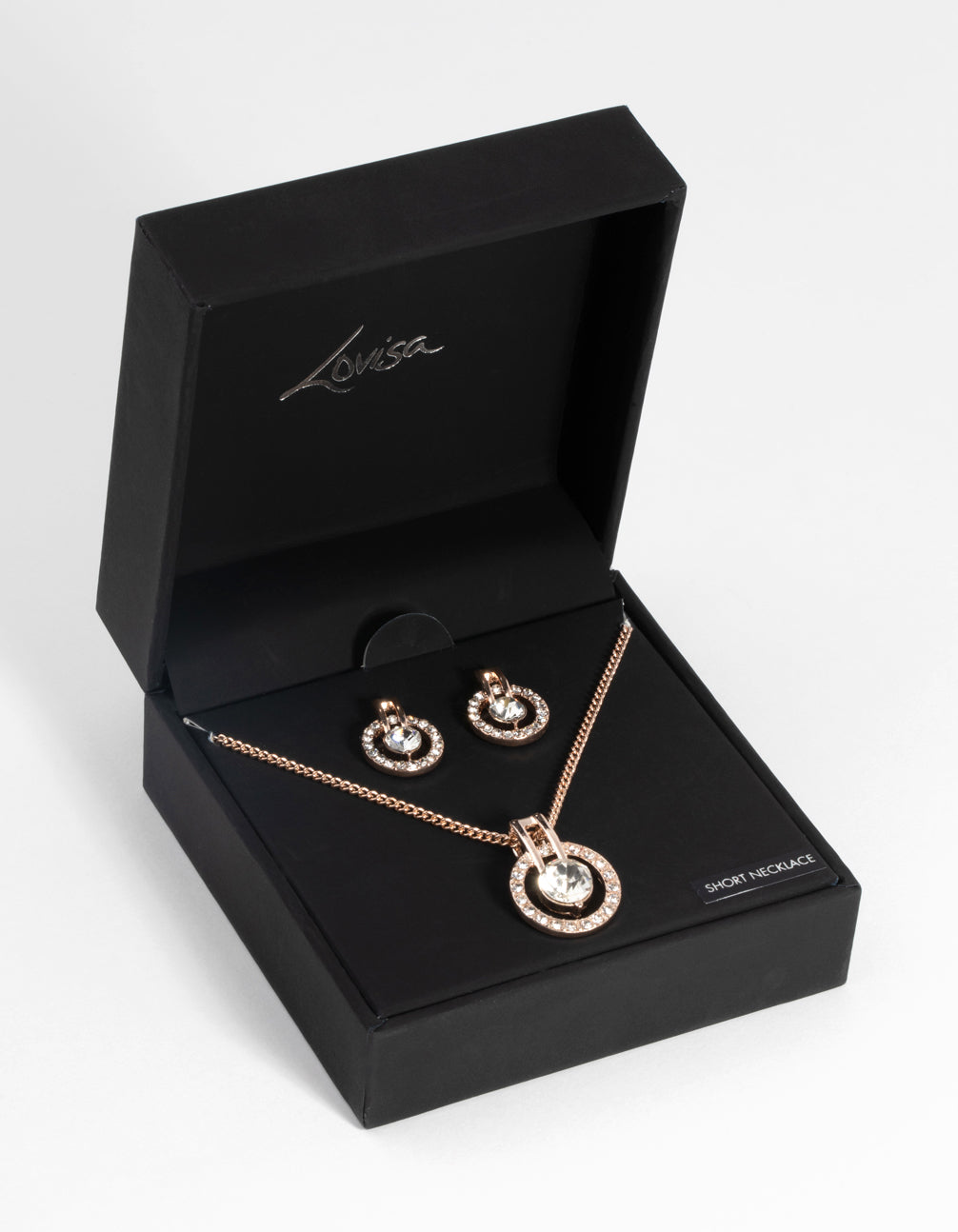 Rose Gold Diamante Necklace & Earring Set