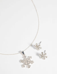 Silver Diamante Snowflake Necklace & Earring Set - link has visual effect only