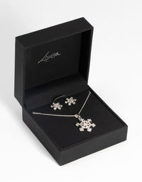 Silver Diamante Snowflake Necklace & Earring Set - link has visual effect only