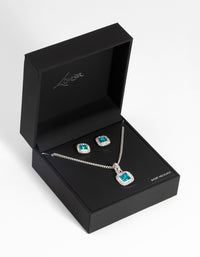 Silver Square-Cut Diamante Necklace & Earring Set - link has visual effect only