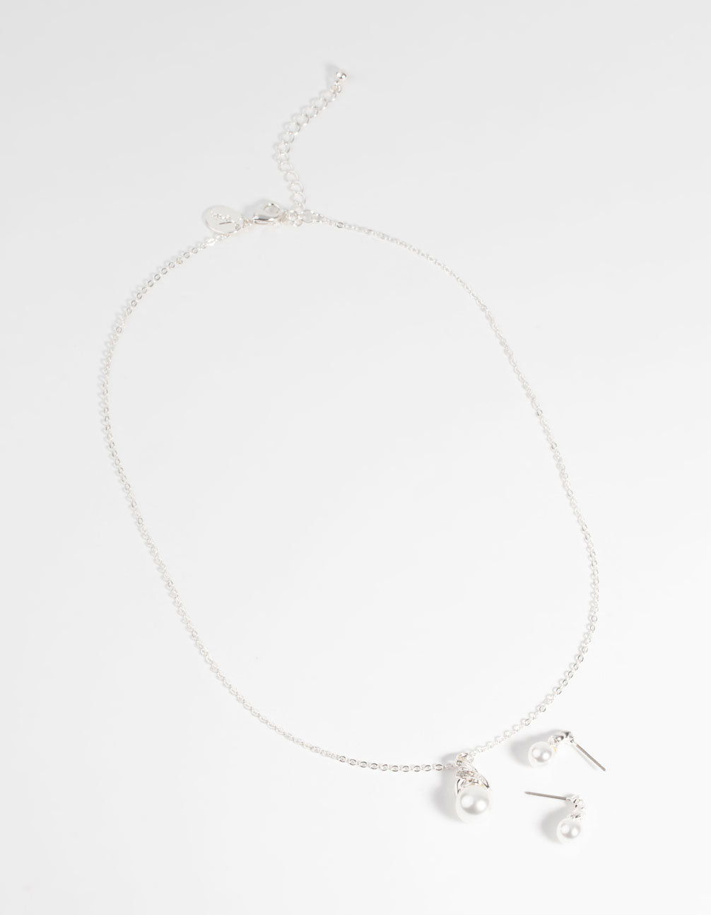 Silver Pearl Necklace & Earring Set
