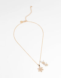 Gold Diamante Snowflake Necklace & Earring Set - link has visual effect only
