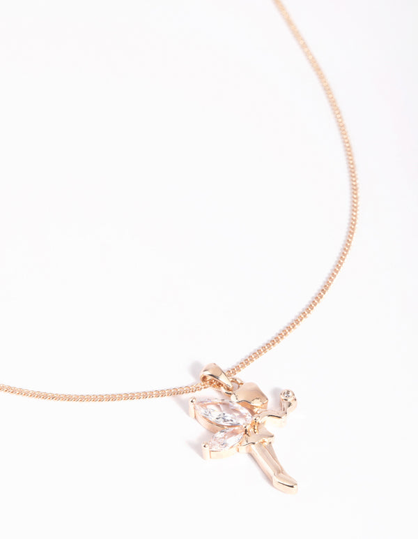 Rose Gold Cubic Zirconia Fairy Necklace