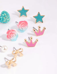 Kids Bow & Crown Stud Earring 6-Pack - link has visual effect only