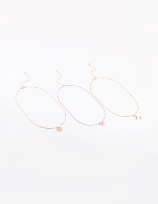 Kids Unicorn & Rainbow Necklace Pack
