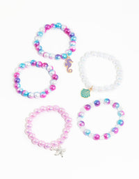 Kids Seaside Ombre Charm Stretch Bracelet 5-Pack - link has visual effect only