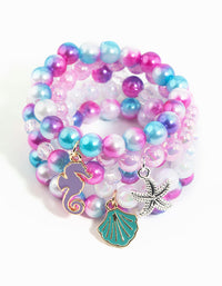 Kids Seaside Ombre Charm Stretch Bracelet 5-Pack - link has visual effect only